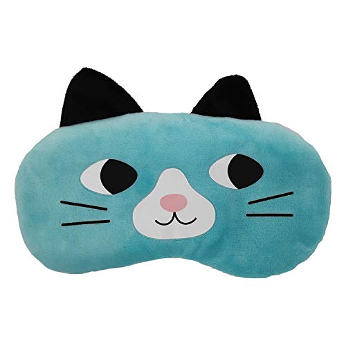 Image of Jenna Cute Fur Sleeping Eye Shade Mask Cover for Insomnia, Meditation, Puffy Eyes and Dark Circles Cat Blue