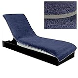 Qualität von JEMIDI Schonbezug Frottee von JEMIDI für Sonnenliegen Gartenliege 80cm x 200cm Frotteebezug Auflage Schonauflage Bezug Liege Sonnenliege (Navyblau/Grau)