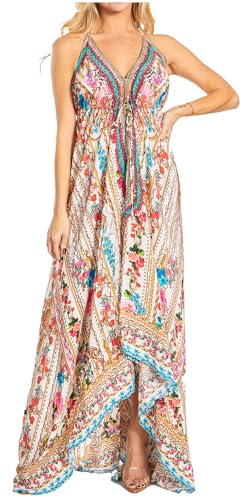Image of Sakkas Lizi 2025 Womens Maxi High-Low Halter Handkerchief Long Dress Beach Party