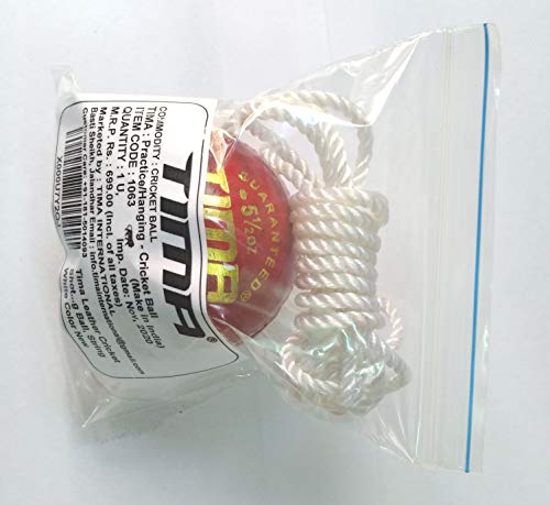 TIMA Leather Cricket Shot Practice Hanging Ball, String Cricket Ball and Knocking Cricket Ball with Rope (Multi-Color) (Pack of 1)