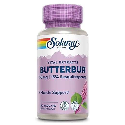 Solaray Butterbur Root Extract 50mg | Support for Healthy Vascular Smooth Muscle, Blood Flow, Respiratory Function & Urinary System Health | 60ct