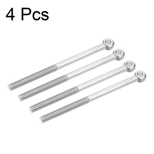 Image of uxcell M8 120mm Length 304 Stainless Steel Machine Shoulder Lift Eye Bolt Rigging 4pcs