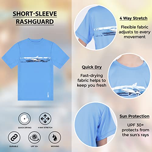 Zeroxposur Little Boys Swim Trunks And Rash Guard Swim Set - Boys Swim Shirt And Bathing Suit Trunks (Blue Cart, Small) #TOP2