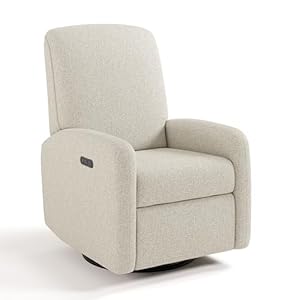 Graco Bellwood Power Recliner Swivel Glider (Dune Basketweave) – Electronic Power Recliner for Nursery, Includes Dual-USB Charging Port for USB-A & USB-C, Glider Rocking Chair with Full Recline