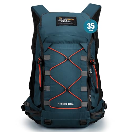 Mountaintop 35L Wanderrucksack Herren Damen Reiserucksack Trekkingrucksack Outdoor Rucksäcke mit Regenhülle für Camping Wandern Radfahren Tagesausflüge 55x30x18cm