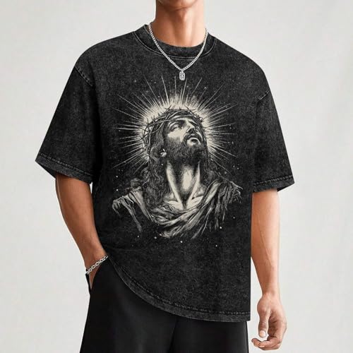 Novelty Cross Graphic Black Tshirt for Men 100% Cotton Loose Fit Outdoor Breathable Quick Dry Short Sleeve Casual Streetwear2