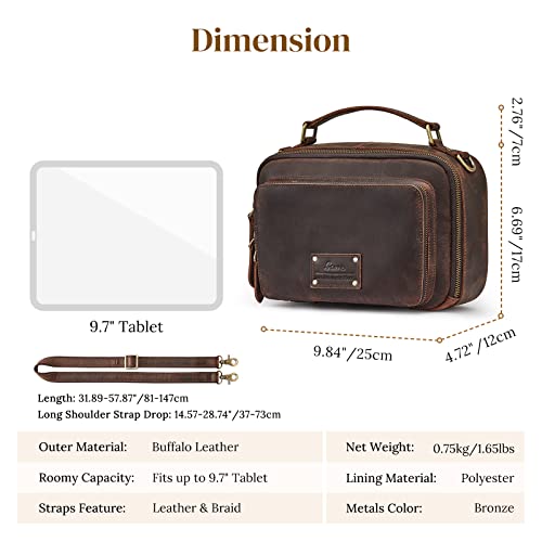 S-ZONE Genuine Leather Crossbody Purses for Women Vintage Top Handle Handbags Shoulder Bag3