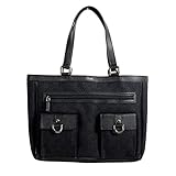 Gucci Women's Black GG Print Canvas Leather Trimmed Abbey Pocket Tote Bag