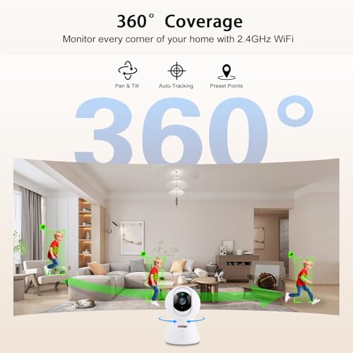 Image of 1080P Indoor Security Camera for Home Security, Dog Camera w /Motion Detection, Human Tracking, Plug-in Wired, 24 /7 Recording, 2-Way Audio Siren, Night Vision, Cloud & SD Card Storage