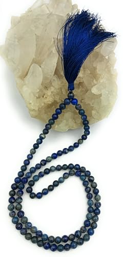 Image of Natural Crystal Gemstone Lapis Lazuli Jap Mala 8mm 108 Beads for Meditation, Pooja, Chanting, Wearing (8mm, Lapis)