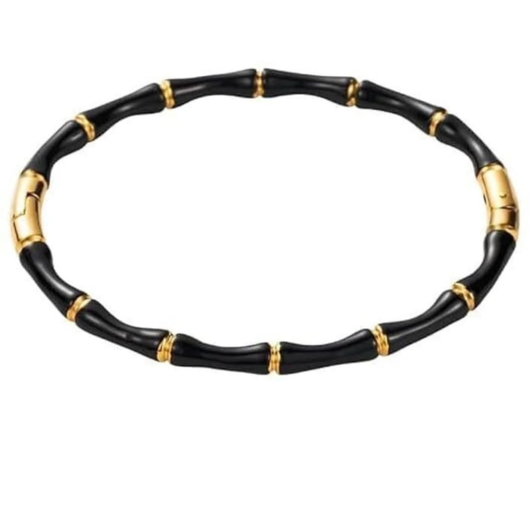 Bamboo Evil Eye Cuff Bracelet for Women | Nazar Bangle | Gold Plated Stainless Steel | Anti-Tarnish & Water-Resistant Jewelry | Fancy & Stylish | Ideal for Gift