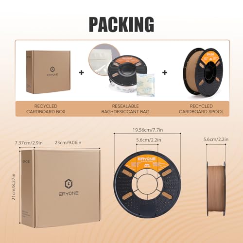 Image of ERYONE Matte PLA Lite 3D Printer Filament 1.75 + /- 0.03mm, Matte Filament 1KG(2.2LBS) Spool, Warm Brown