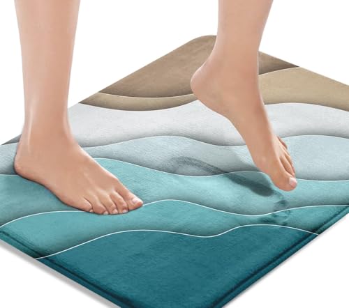 Britimes Bath Mats For Bathroom,Bathroom Mats Rugs No Silp,Abstract Beach Washable Cover Floor Rug Carpets Floor Mat Bathroom Decorations 16X24 Inches For Kitchen Bedroom Indoor cover