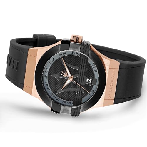 Maserati Classic Men's Luxury Watch, Stainless Steel Case, Quartz Movement, Rubber Strap, 100M Water Resistant Timepiece, Black Dial, 2 Years Warranty - R8851108002