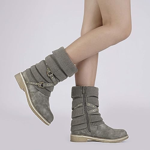 Dream Pairs Women'S Oussie Grey Mid Calf Faux Fur Winter Boots Size 10 B(M) Us thumb #5