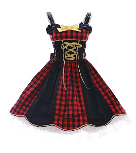 Kawaii-Story JL de 621 Rojo Cuadros Negro Classic Gothic Lolita Vestido Disfraz Dress Cosplay