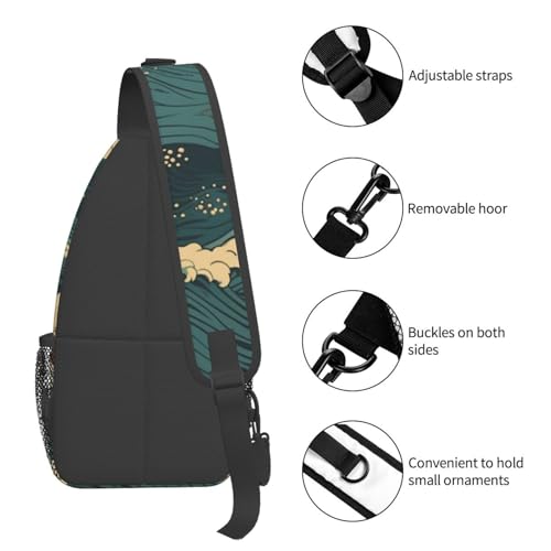 Bolso tipo sling para mujer y hombre, negro, mochila cruzada miniatura 4