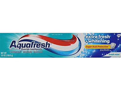 Aquafresh Extra Fresh Plus Whitening Fluoride Toothpaste for Cavity Protection healthy gums strong teeth fresh breath 0531003378731a, Mint, 5.6 Ounce