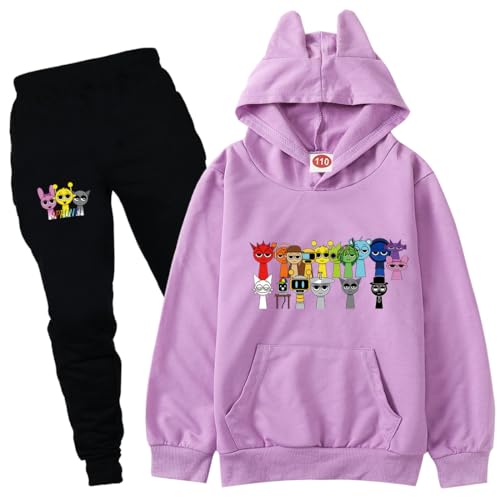 Kids Sprunki Pullover Hoodie and Pants Clothes Set Pieces Cat