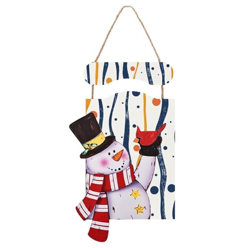 Peinture de Noël à suspendre bois bonhomme de neige bleu