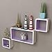 LIUBIAONET Regał ścienny zestaw 3 szt. MDF Cube regał wiszący regał ścienny na książki / DVD, biało-fioletowy