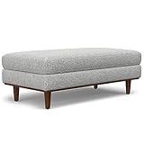 SIMPLIHOME Morrison 49-inch Wide Table Ottoman in Mist Grey Woven-Blend Fabric, Multifunctional Footrest, Coffee Table, or Extra Seating for Living Room, Mid-Century Modern Style