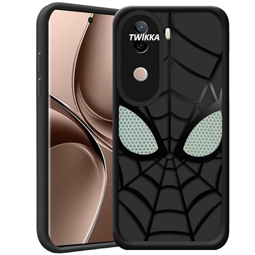 Image of Stylish Spider Back Case Cover Compatible for Vivo V40E /iQOO Z9S 5G | Spidey Face Mask Case | Soft Silicone | Camera & Full Body Protection | Shock Proof | (Black)
