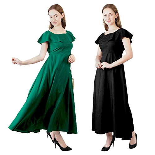 Image of Indietoga Women's Combo Long Flared Maxi Dresses (Pack of 2)