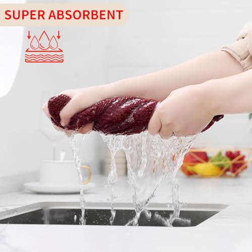 Image of Homaxy 100% Cotton Waffle Weave Kitchen Dish Cloths, Ultra Soft Absorbent Quick Drying Dish Towels, 12 x 12 Inches, 8-Pack, Burgundy