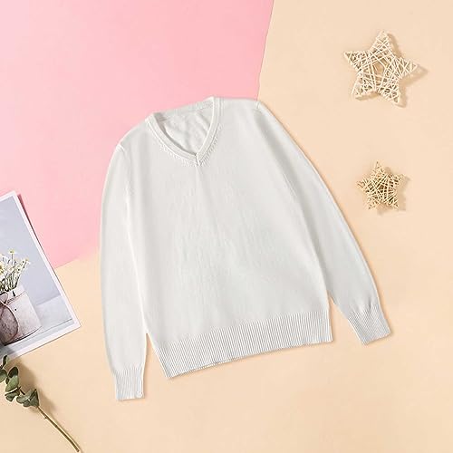 Girls Boys School Uniform Sweater Knit Pullover for Kids Soft Cotton Long Sleeve V-Neck Sweater Toddler Fall Winter Clothes3