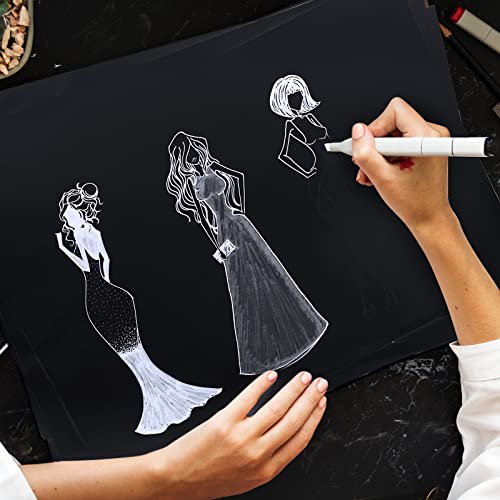 Crtiin 100 Sheets Black Sketch Drawing Paper Heavyweight Paper 150 Gsm /100 Lbs Artist Drawing Paper Sketchbook For Colored Pencil, Oil Pastel, Charcoal, Graphite, Gel Pen, Ink, Chalk (9 X 12 Inches) #TOP5