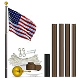Super Tough USA-Made 25ft Heavy Duty Flag Pole for Outside House - Bronze Anodized - Residential In-Ground Flagpole - 4-Section High-Grade Aluminum - Includes All Accessories