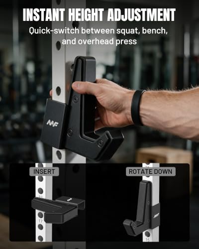 Mikolo J Hooks for 2" x 2" Power Rack, Sandwich J Hook as Power Rack Attachments, Heavy Duty Squat Rack Accessories, J Cups Barbell Holders for Home Gym 3 Mikolo J Hooks for 2" x 2" Power Rack, Sandwich J Hook as Power Rack Attachments, Heavy Duty Squat Rack Accessories, J Cups Barbell Holders for Home Gym - Image 3