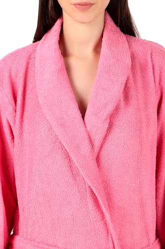 Image of Men's /Women Bath Robe | Full Sleeve Cotton Bathrobe | Soft, Light, Compact & Highly Water Absorbent - Suitable for Birthday /Anniversary /Diwali /Couple /wedding Gift | 250 GSM |Pink