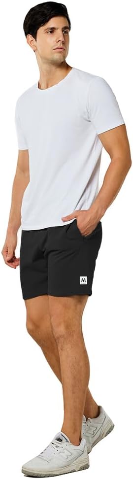 NIMENJOJA Mens 7" Sweat Shorts Cotton Workout Gym Jogger Lounge Shorts with Zipper Pockets - Image 3