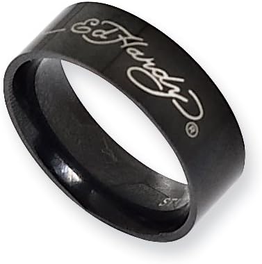 Stainless Steel Ed Hardy Black-plated Signature Ring