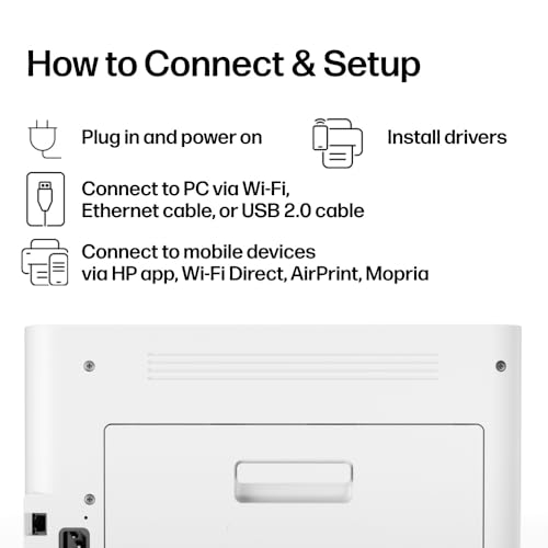 HP Color LaserJet 150nw, 4ZB95A, Imprimante monofonction A4, Impression recto verso manuelle, 18 ppm, USB, Wi-Fi, Écran LCD, Blanche