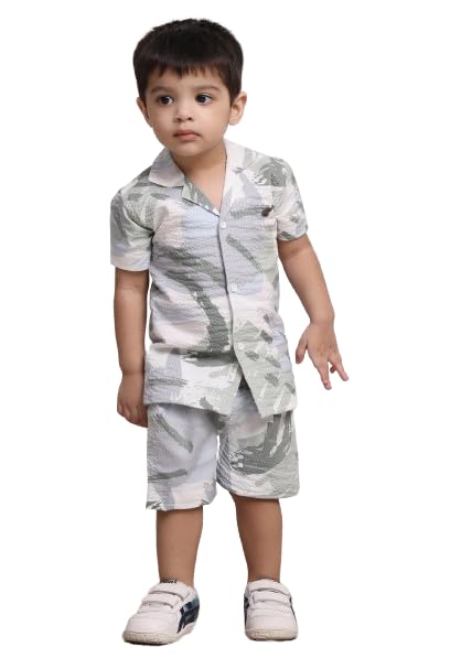 Image of POLKA TOTS 100% Cotton Co-Ord Set for Boys | Half Sleeve Shirt & Shorts Beach Outfit for Kids | Ultra-soft & Breathable Summer Clothes for Toddler & Baby Boy | Casual Dress & Printed Nightwear Set