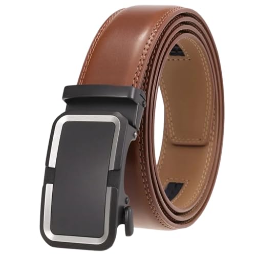Men's Formal Leather Belt, 3.5Cm Automatic Buckle Work Belt, Box Packaging Dark Brown 1 120cm