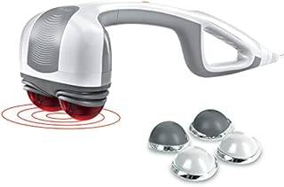 Homedics Back Massager, Heated Automatic Percussion Back, Body and Neck Massager with Duel Pivoting Heads, Interchangeable Nodes. Great for Shoulders, Legs and Feet as well., White