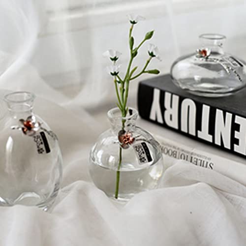 Small Vases For Centerpieces Glass Esmiome - Clear 2Sets(6Pcs) Bud Vases, Short Minimalist Vase Clear Modern Flower Vase Mini Tiny Vases Cute Handmade For Home Wedding Decor Decorative, Bookshelf #TOP1