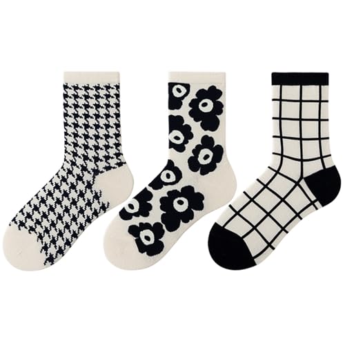 Image of Women's Crew Socks Cute Bear Cat Floral Soft Fancy Socks Gifts for Women