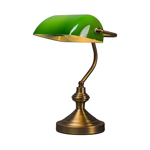 Lámpara de notario clásica Qazqa bronce verde Cover