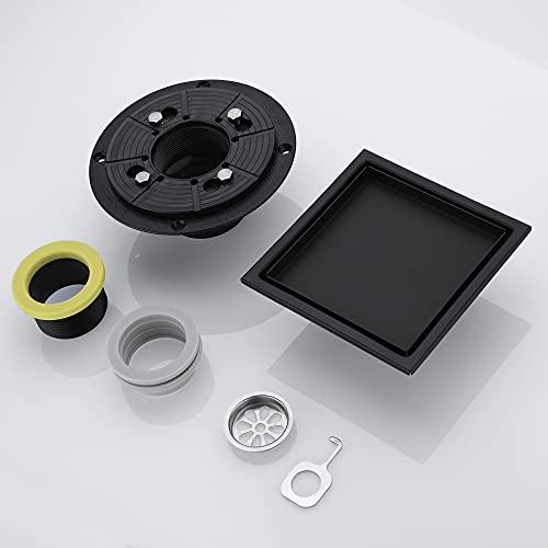 Orhemus 6 Inch Square Design Tilein Shower Drain with Adjustable