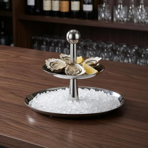 Bandeja reflectante de acero inoxidable y diseño elevado para catering de 40cm 6