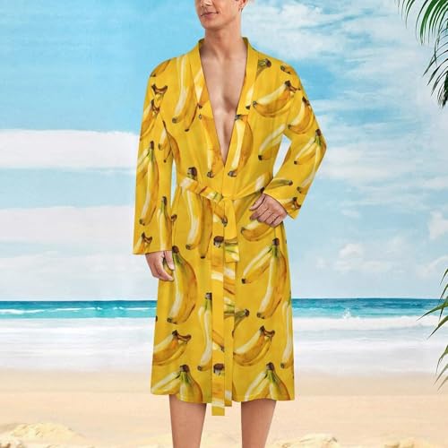 Bananas Funny Men's Robe Novelty Soft Lightweight Bathrobe Long-sleeve Spa Robes2