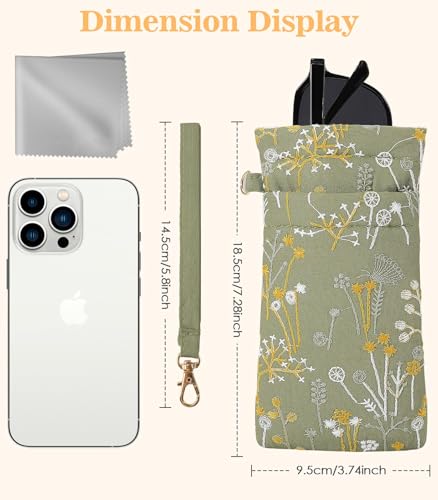 Image of MoKo Squeeze Top Glasses Pouch, Portable Leather Soft Sunglasses Case Anti-Scratch Eyeglasses Bag Goggles Sleeve