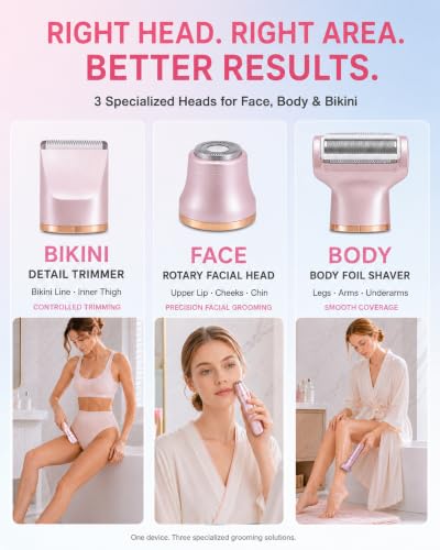 51% OFF Bikini Trimmer for Women, 3-in-1 Painless Electric Razor with Ceramic Blades & IPX7 Waterproof Design, Rechargeable Cordless for Legs, Underarms, Face & Bikini Line - image 3