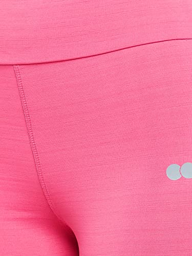 Image of Clovia Women's Snug Fit Active High Rise Tights with Reflective Logo in Pink