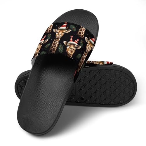Merry Xmas Giraffe Non Slip Slides Sandals for Women Men Quick Drying Shower Shoes for Bathroom Pool Beach4